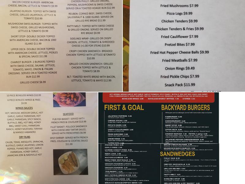 Sidelines Sports Grille Menu