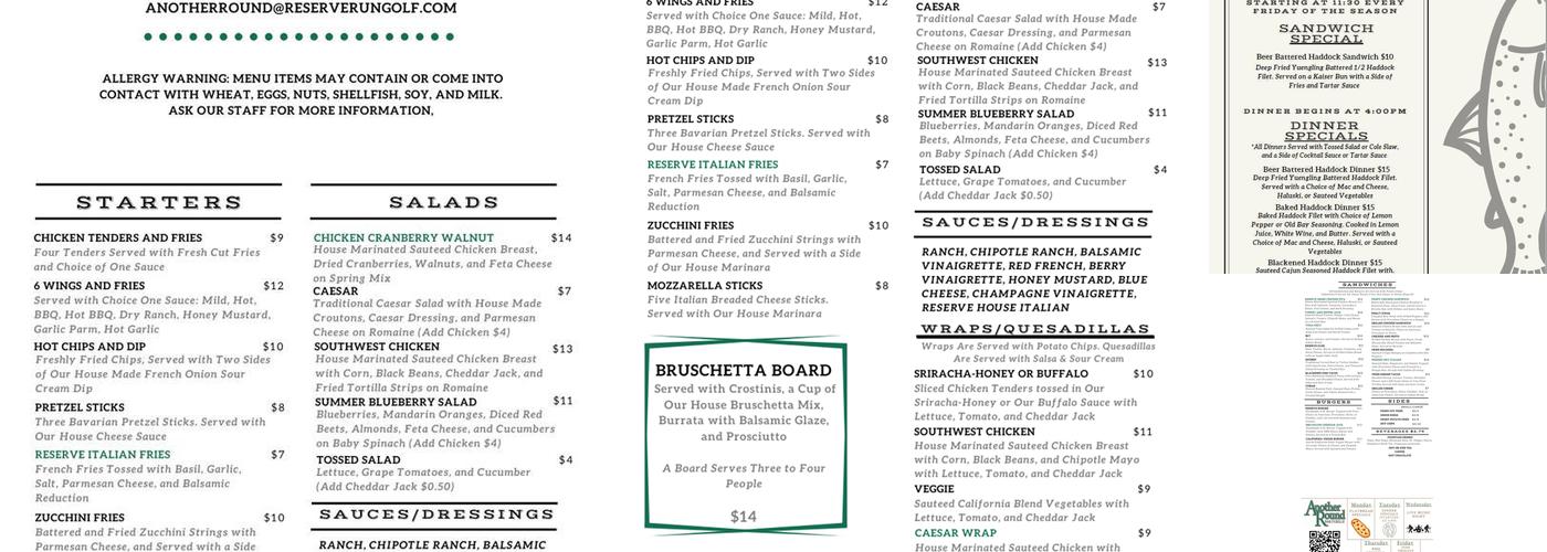 Another Round Bar & Grille Menu