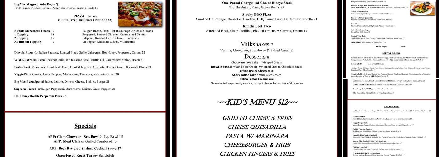 Backstrap Bar and Grill Menu