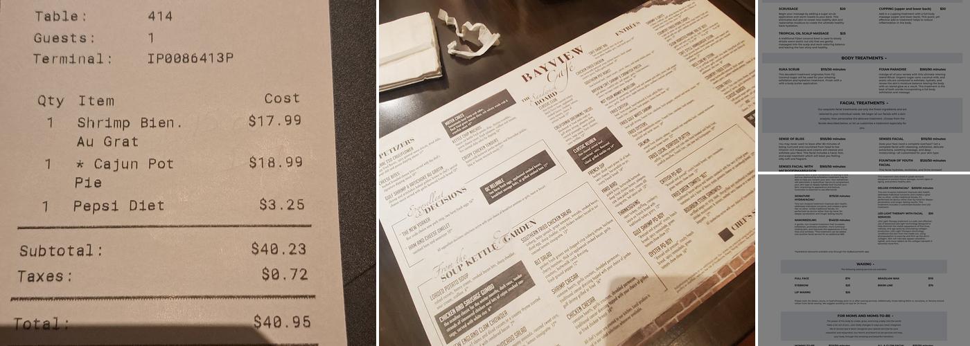 Bayview Cafe Menu