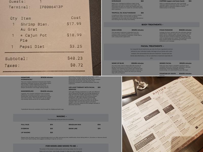 Bayview Cafe Menu