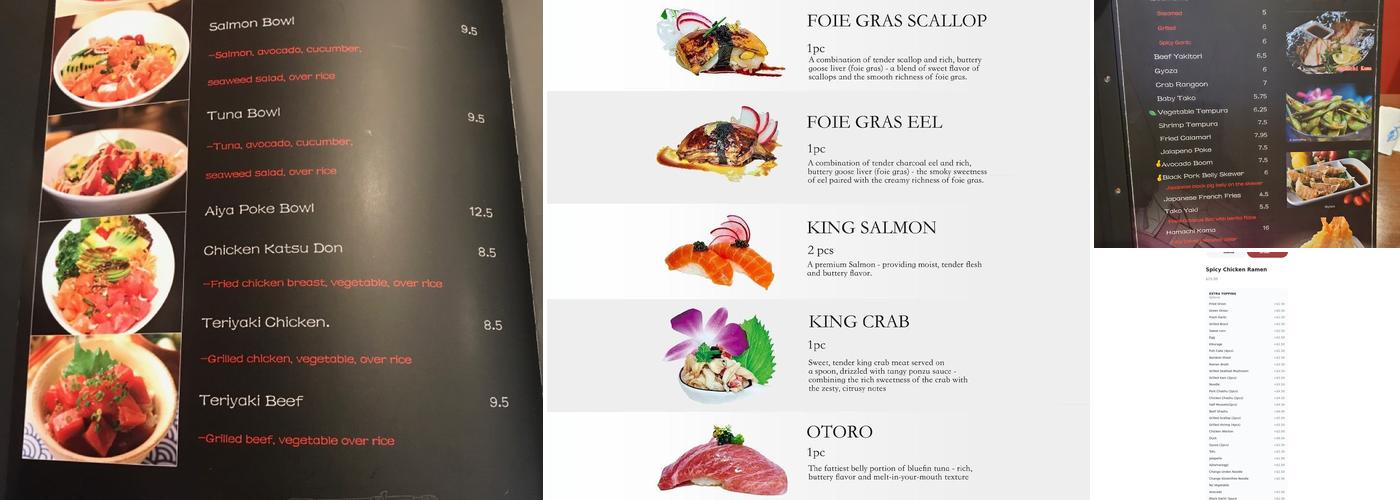 Aiya Sushi Menu