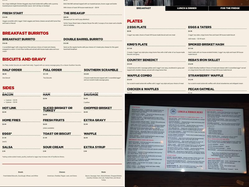 Double Barrel BBQ Menu