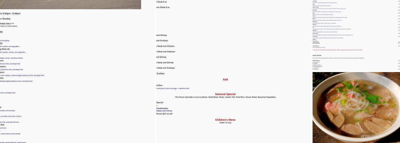 Samurai Menu