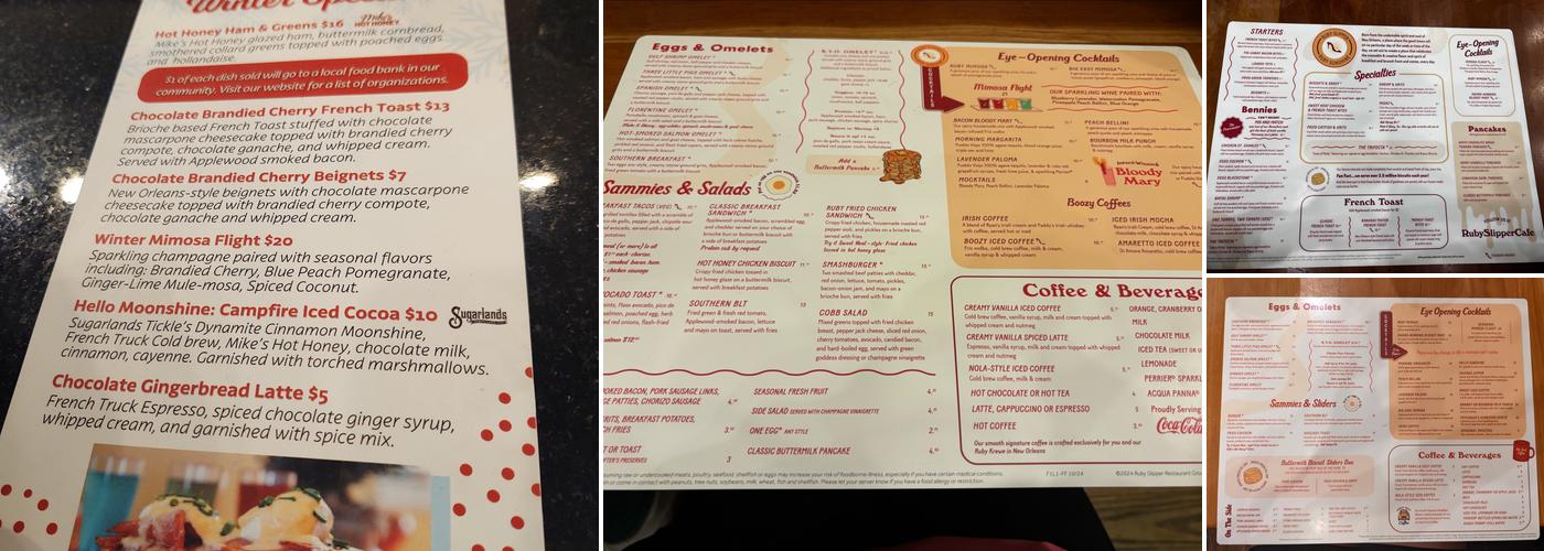 Ruby Slipper Cafe Menu