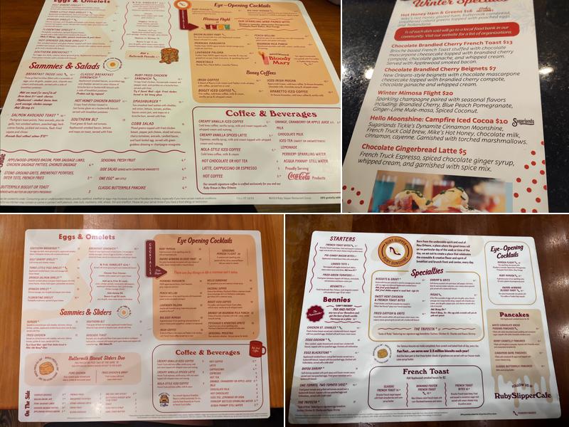 Ruby Slipper Cafe Menu