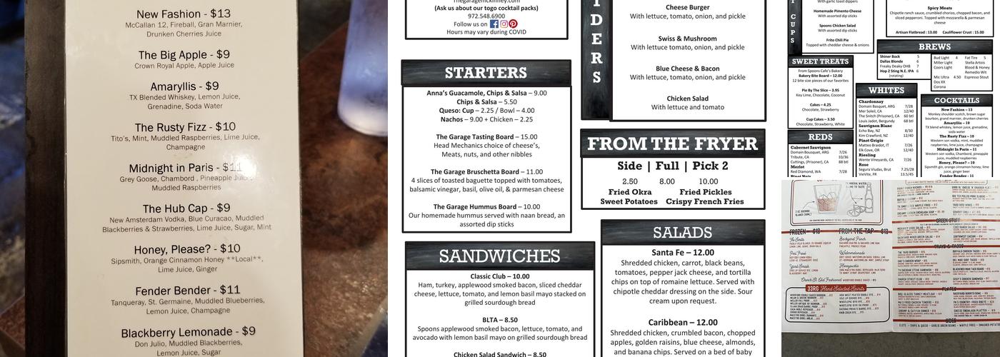 The Garage Menu