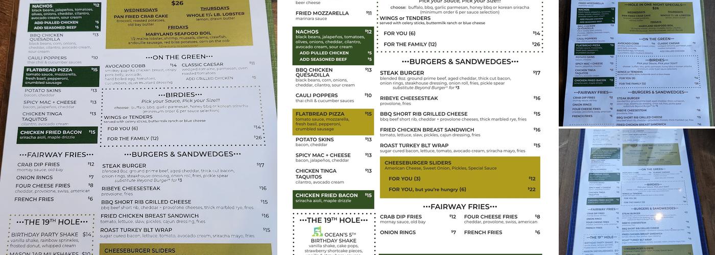 Topgolf Swing Suite Menu