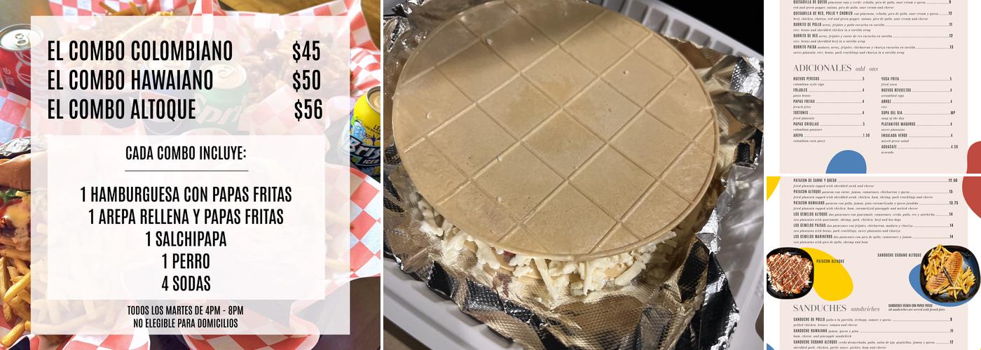 Altoque Colombian Food Menu