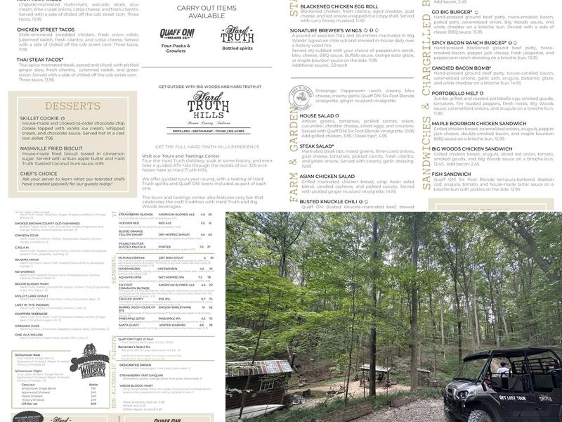 Hard Truth Tours and Tastings Center Menu