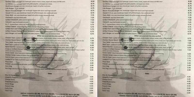 Polar Bear Burgers Menu