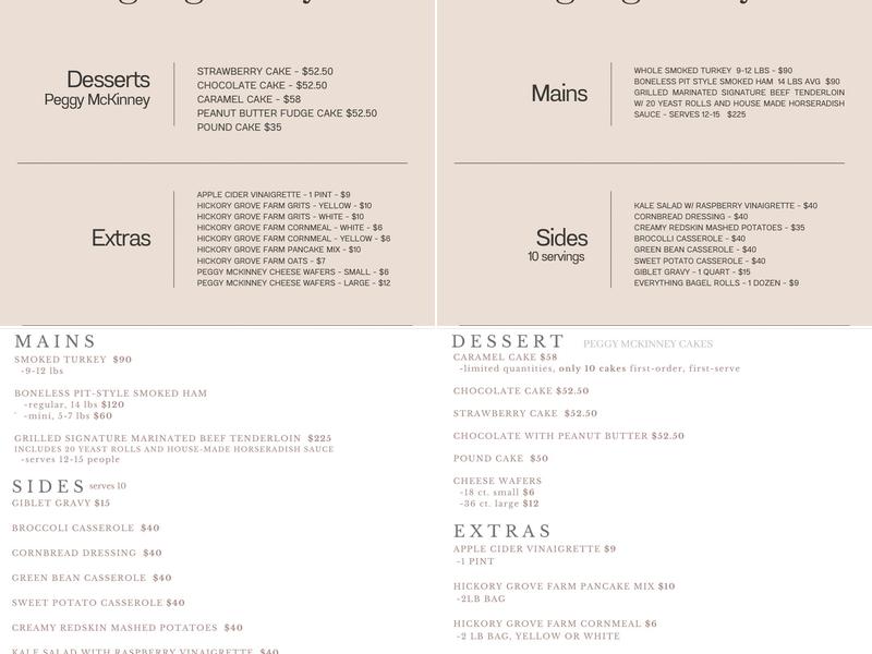 Jennie Weller Catering Menu