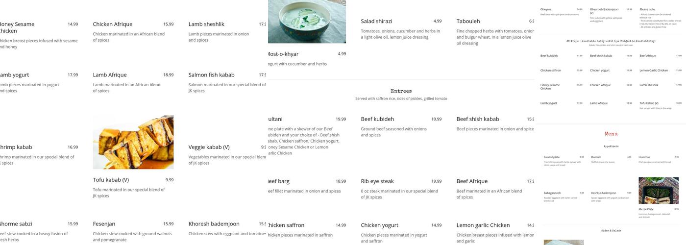 Just Kabab Menu