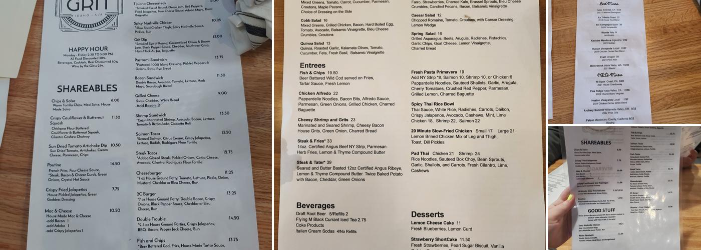 Grit 2C Menu