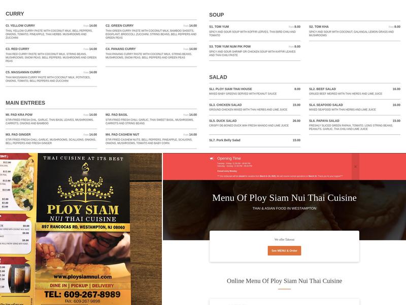 Ploy Siam Nui thai Cuisine Menu