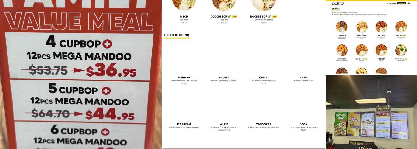 Cupbop - Korean BBQ in a Cup Menu