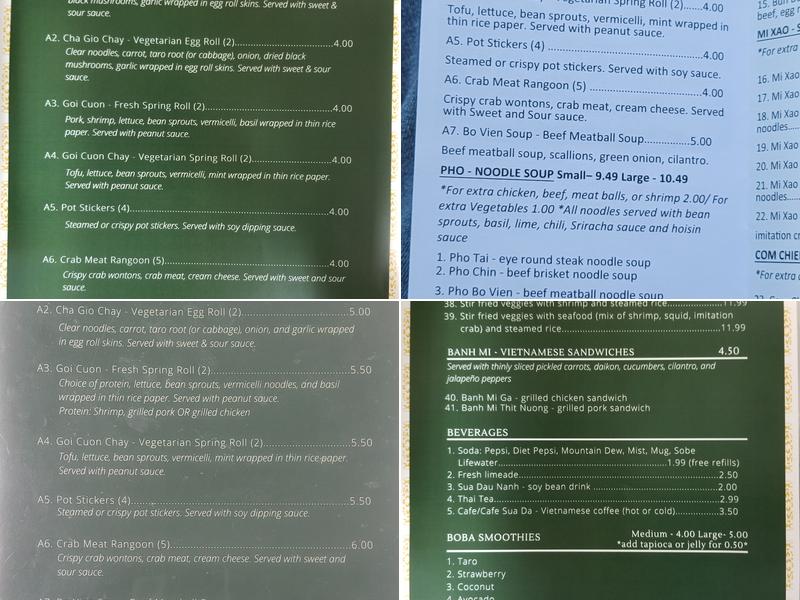Pho Liberty Menu