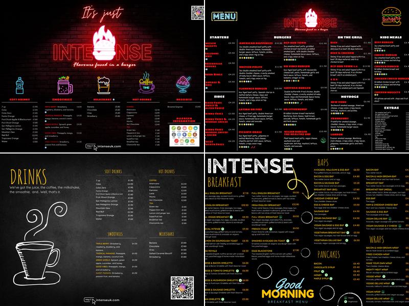 Intense UK Bistro Menu