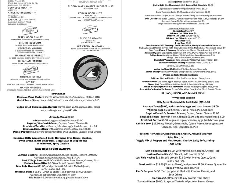 Stickett Inn Cafe Menu