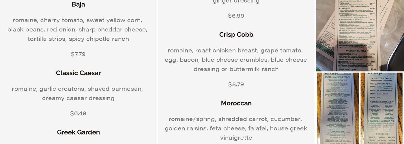 Crisp Menu