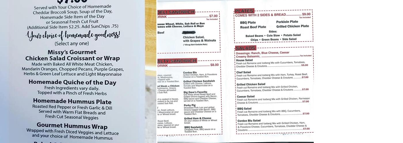 Outback Cafe Menu