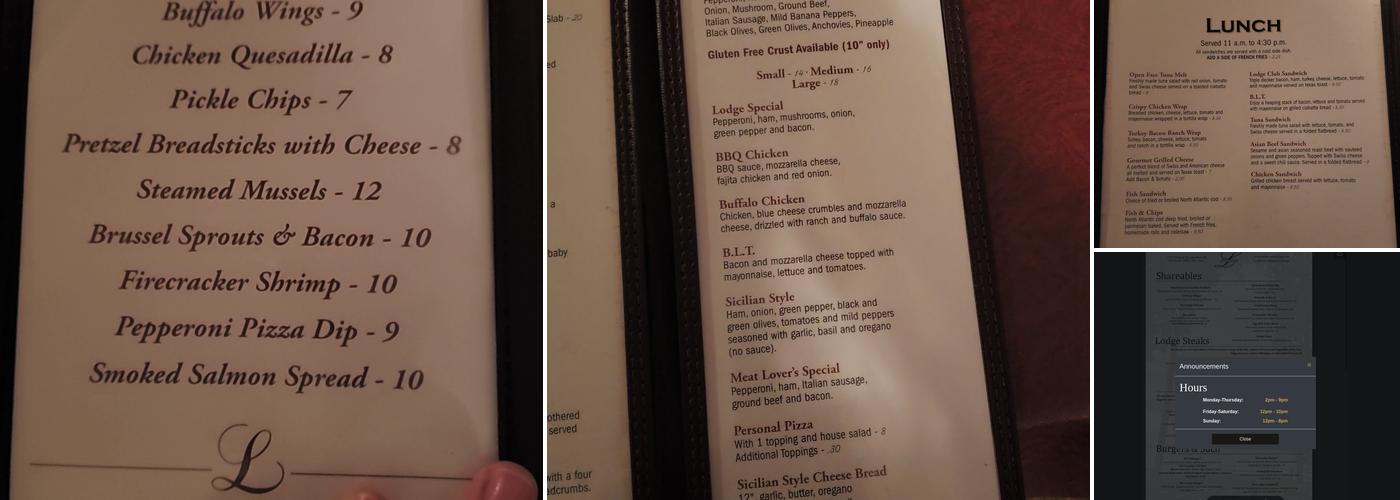 Lewiston Lodge Menu