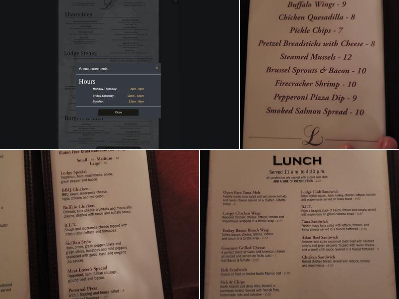 Lewiston Lodge Menu