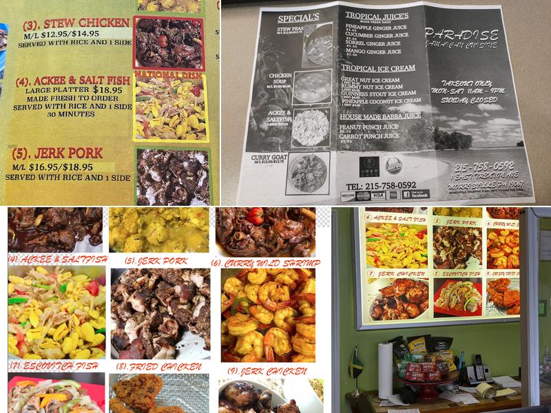 Paradise Jamaican Cuisine Menu