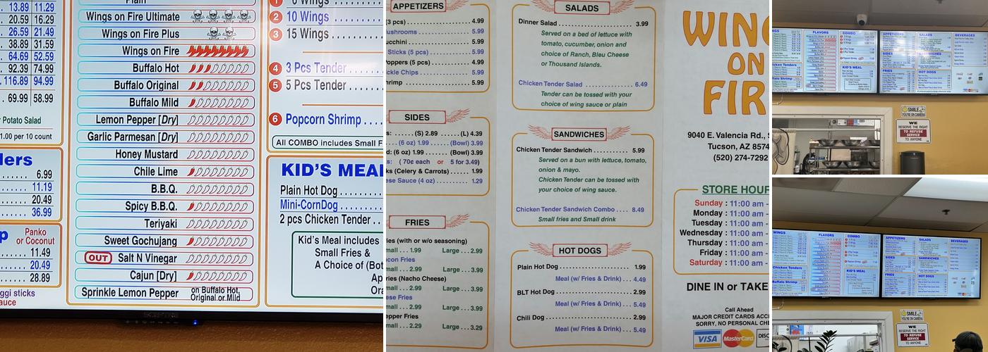 Wings on Fire Menu
