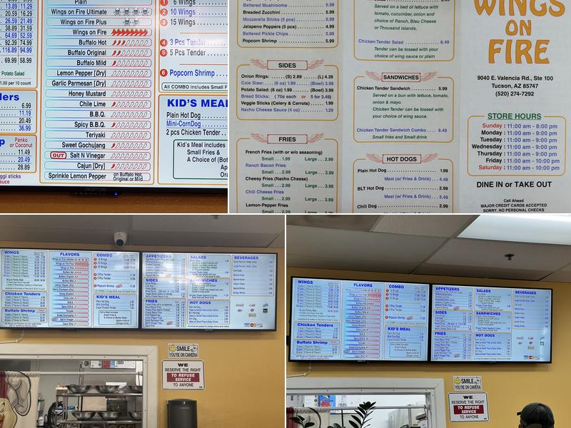 Wings on Fire Menu