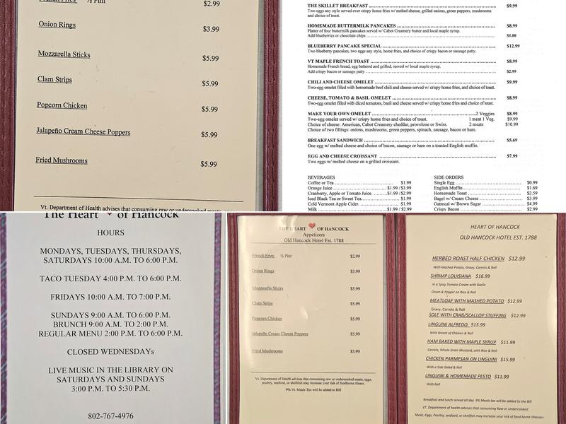 Old Hancock Hotel incl. Heart of Hancock Menu