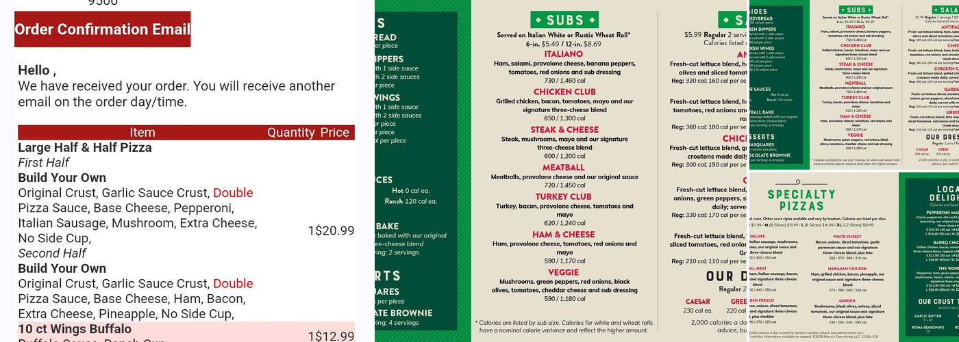 Marco's Pizza- Buffalo Lake Menu