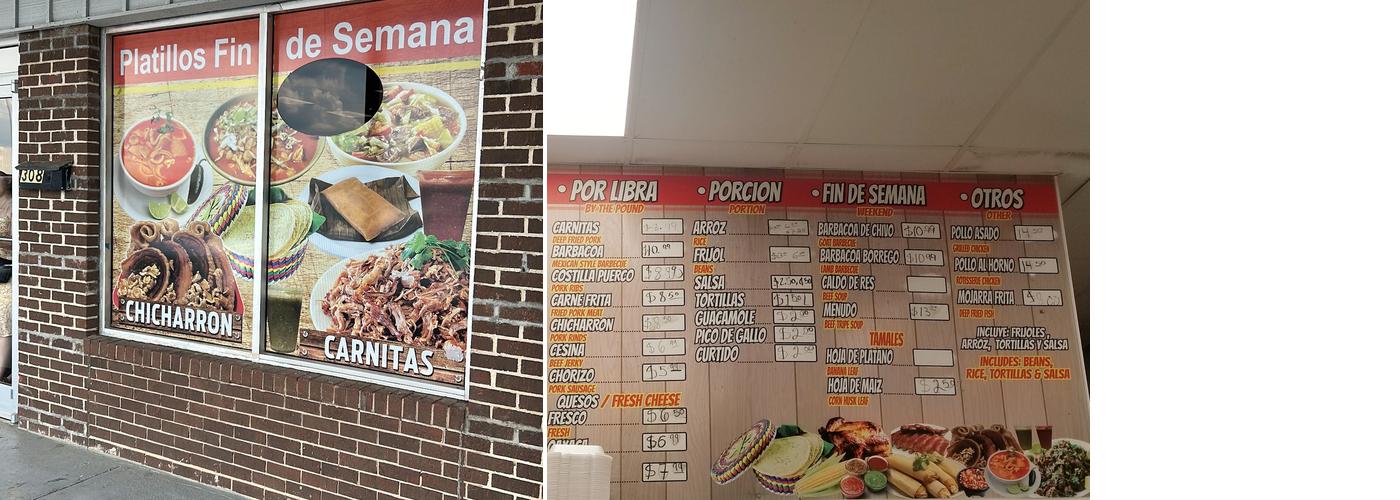 Tortilleria la fe Menu