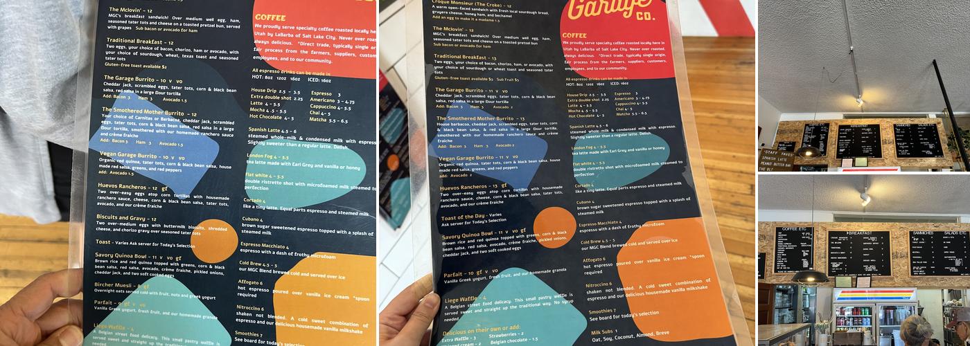 Moab Garage Co. Menu