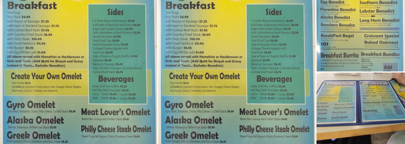 Upside Down cafe Menu