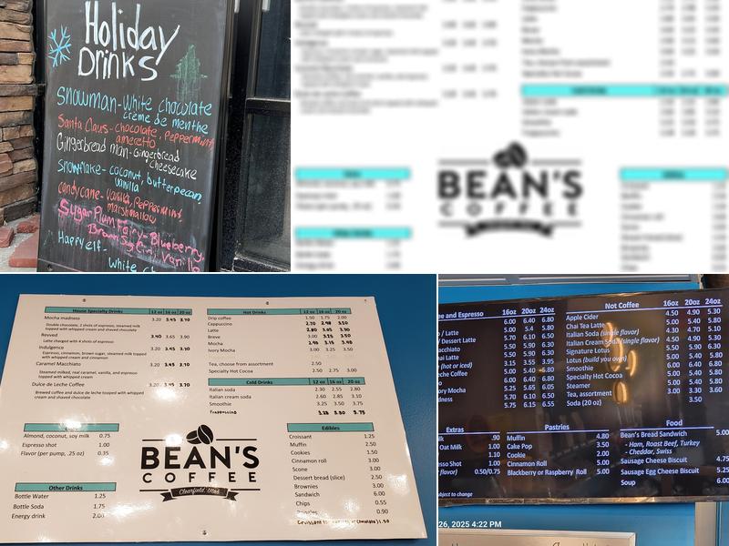 Bean's Coffee Clearfield Menu