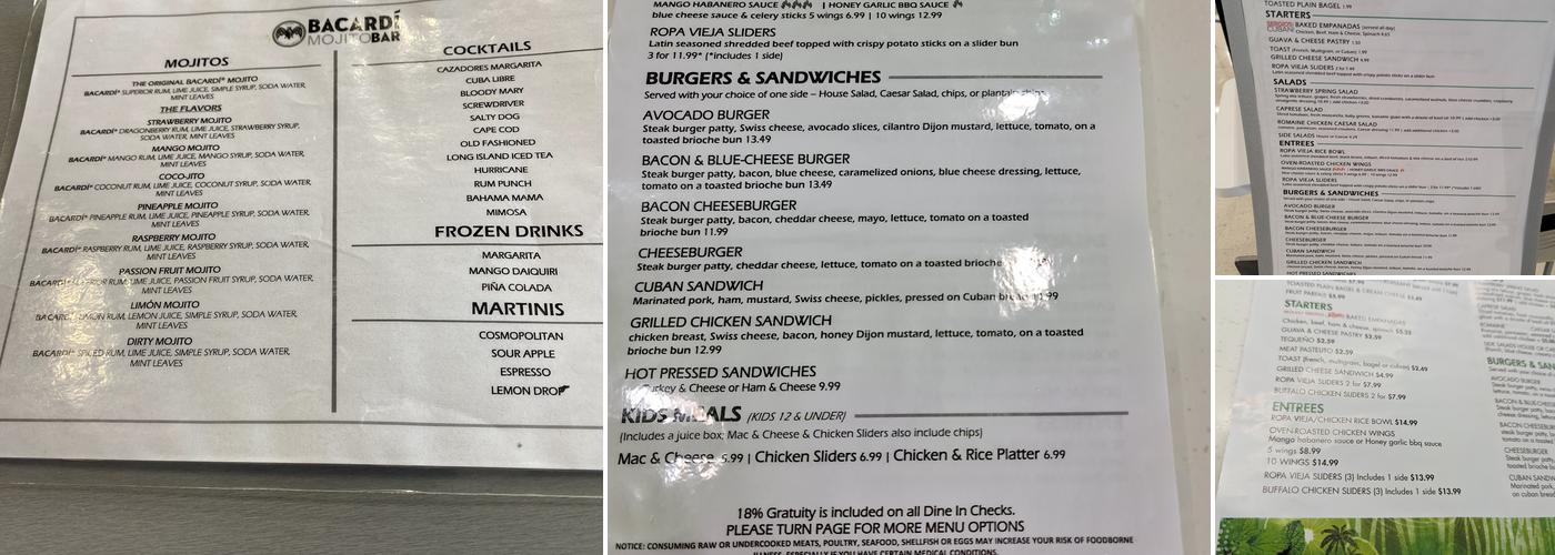 Bacardi Mojito Menu