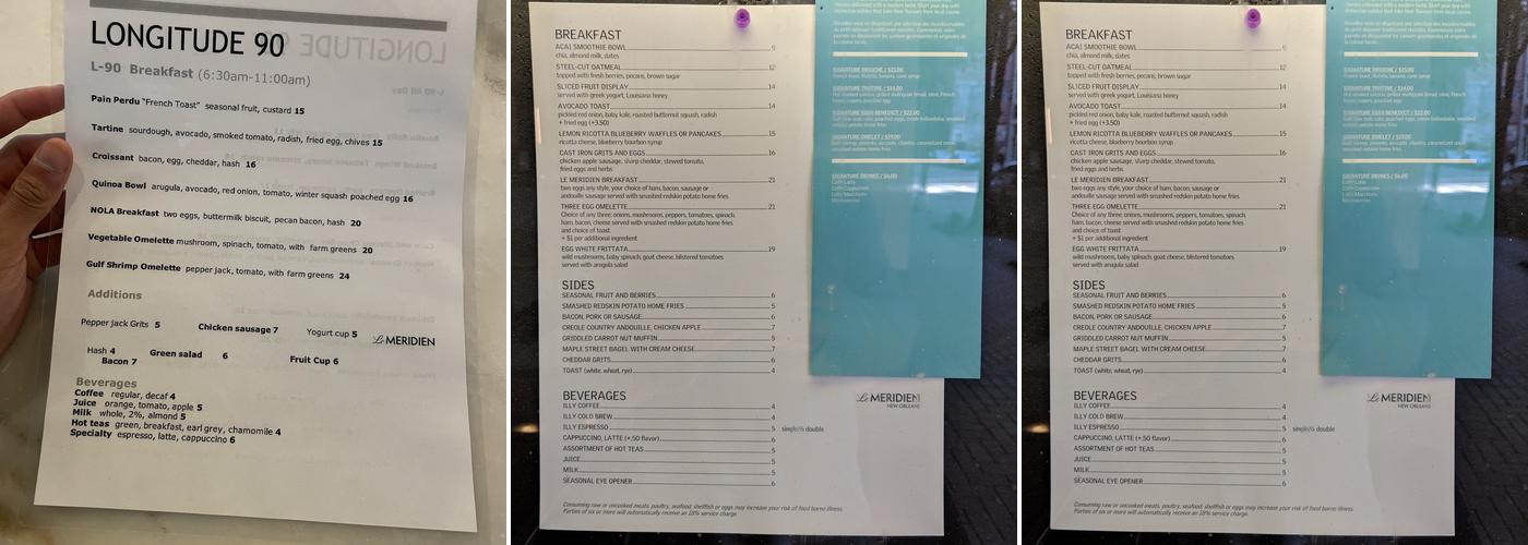 Longitude 90 Menu