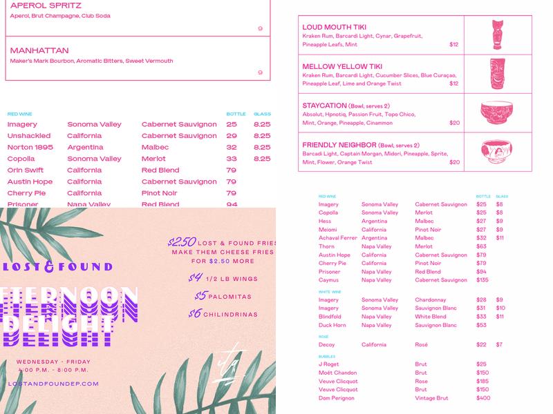 Lost & Found Menu