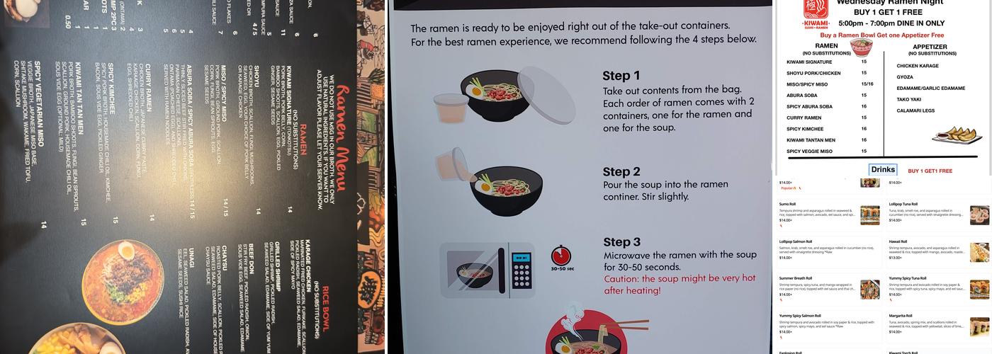 Kiwami Ramen Sushi Menu