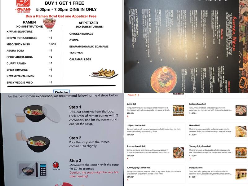 Kiwami Ramen Sushi Menu