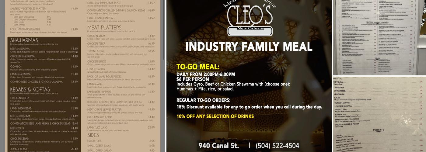 Cleo's Menu
