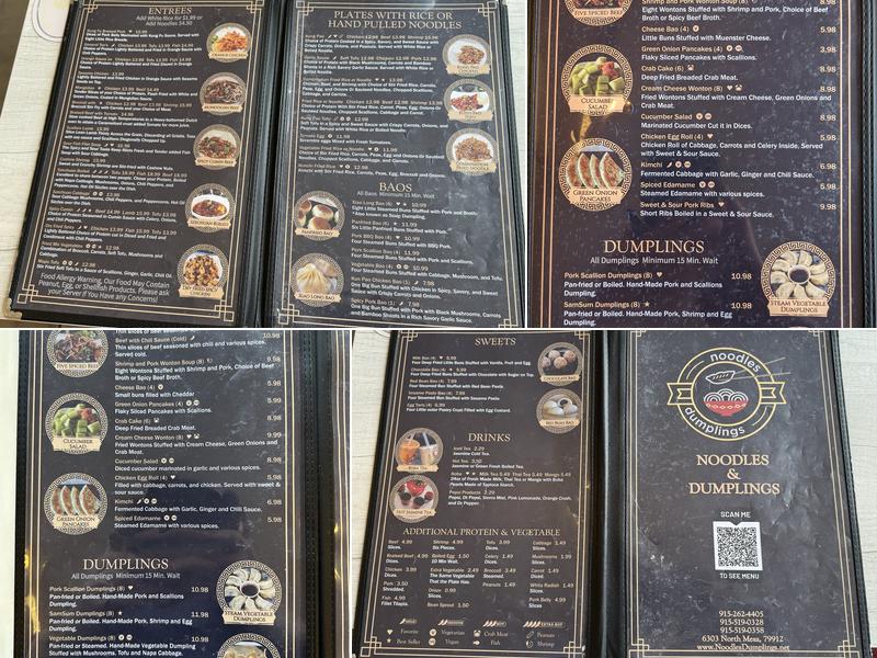 Noodles & Dumplings Menu