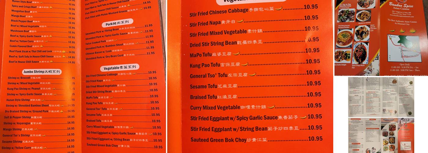 Bamboo Spice Menu