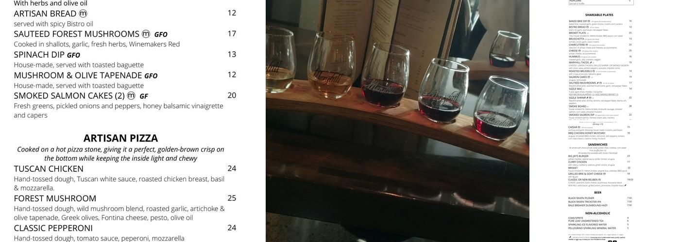 Maryhill Winery Vancouver Tasting Room Menu