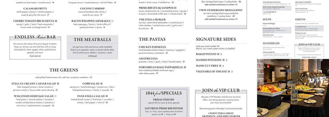 The 1844 Table & Mash Menu