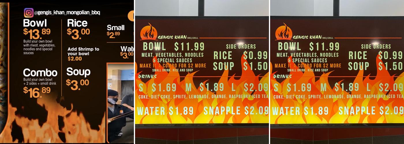 Gengis Khan Menu