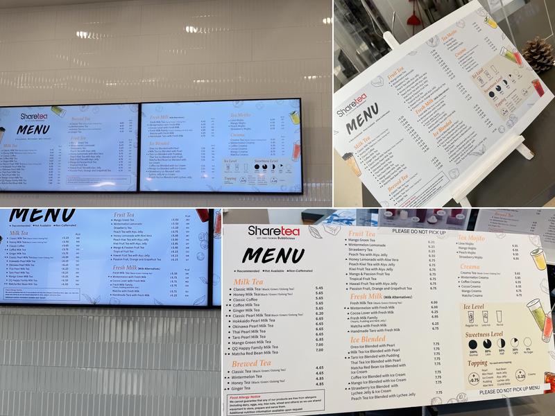 Sharetea | Hillsdale Menu