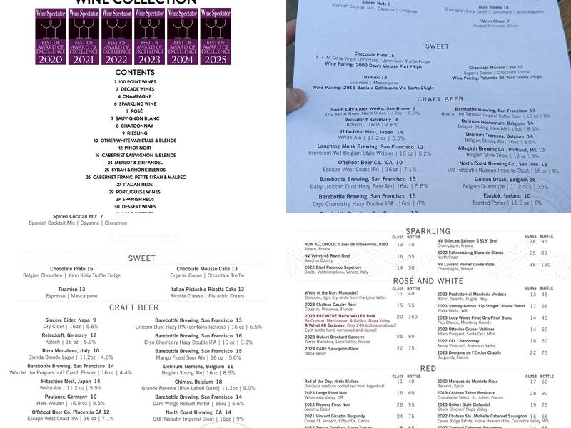 Velvet 48 Wine Bar Menu