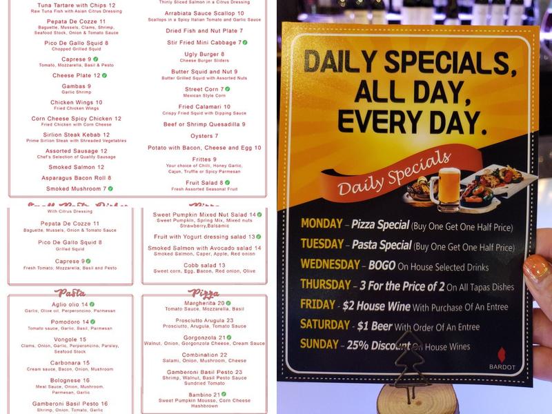 BARDOT Bistro Café Menu